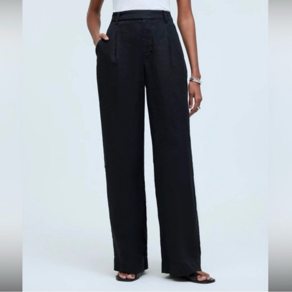 Madewell The Tall Harlow Wide-Leg Pant in 100% Linen TALL 00 TRUE BLACK Women’s